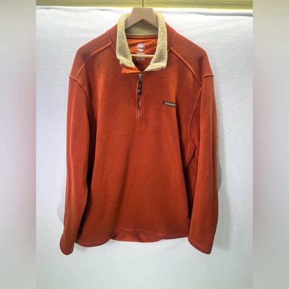 Timberland 1/4 Zip Sweater Mens XXL Big Orange Warm Comfy Preppy Casual 1878 - Picture 1 of 8